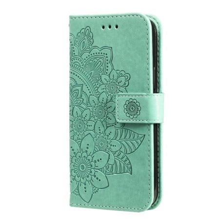 Чохол-книжка 7-petal Flowers Embossing для Redmi Note 14 4G 164.84mm - зелений