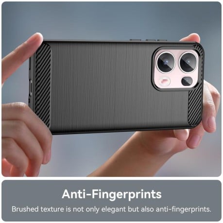 Противоударный чехол Brushed Texture Carbon Fiber на OPPO Reno13 Pro Global - черный