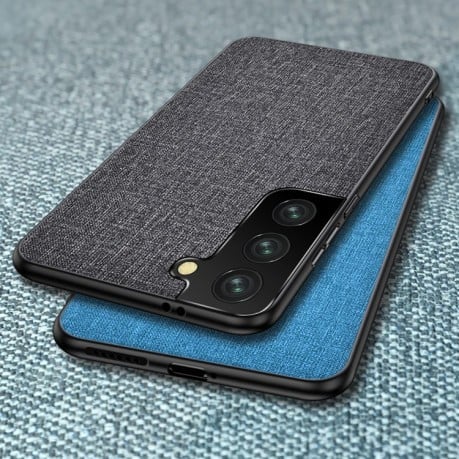Противоударный чехол Cloth Texture на Samsung Galaxy S21 FE - голубой