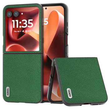 Чехол ABEEL Genuine Leather Luxury для Motorola Razr 60 Ultra - зелений