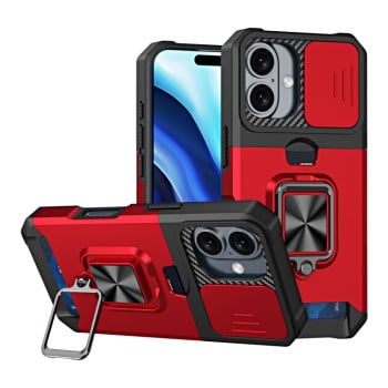 Противоударный чехол Armor Camera Shield для iPhone 16 - красный