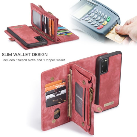 Чохол-гаманець CaseMe 008 Series Zipper Style на Samsung Galaxy S20 - червоний