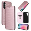Чехол-книжка Carbon Fiber Texture на Samsung Galaxy A25 5G - розовый