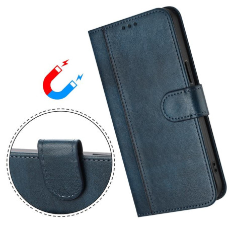 Противоударный чехол Racing Line Splicing Buckle Retro Leather для Realme GT 7 Pro - синий