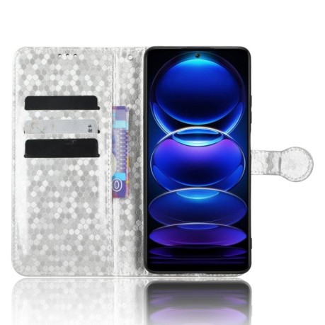 Чехол-книжка Honeycomb Dot для Xiaomi Redmi Note 12 5G - серебристый