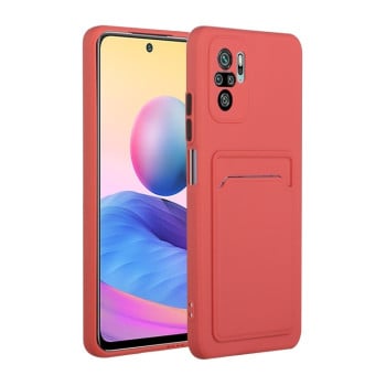 Протиударний чохол Card Slot Design на Xiaomi Poco M3 Pro/Redmi Note 10 5G/10T/11 SE- світло-червоний