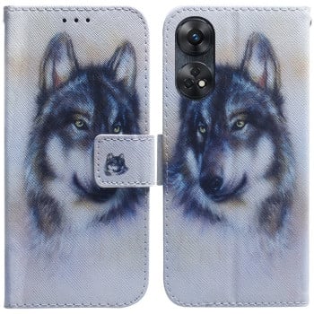 Чехол-книжка Coloured Drawing для OPPO Reno8 T 4G - Wolf