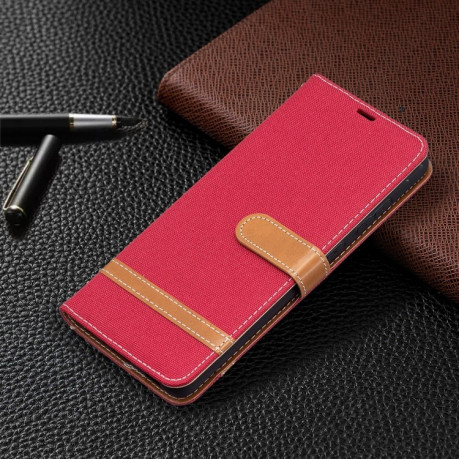 Чохол-книжка Color Matching Denim Texture на Samsung Galaxy A72 - червоний