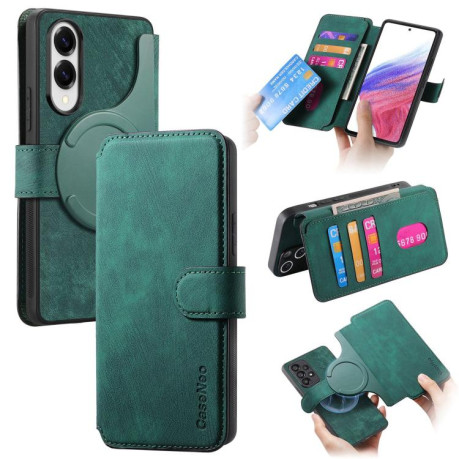 Чохол-книжка CaseNeo MagSafe RFID Anti-theft Retro Leather для Samsung Galaxy S25 Edge 5G - зелений