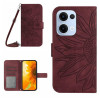 Чехол-книжка Skin Feel Sun Flower для OPPO Reno13 Global - винно-красный