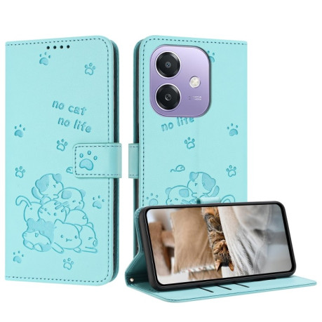 Чехол-книжка Diamond Embossed Skin Feel для OPPO A3/A3x/A40m - зеленый