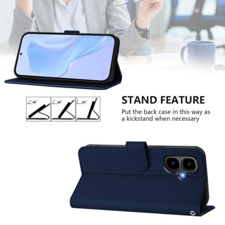 Чехол-книжка с мягким покрытием (Skin Feel) со шнурком на Infinix Smart 10 4G - синий