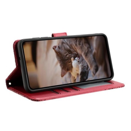 Чехол-книжка Cat Embossing Pattern на Google Pixel 9a - красный