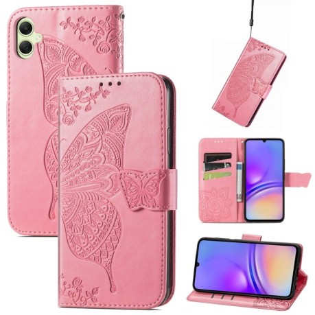 Чехол-книжка Butterfly Love Flower Embossed для Samsung Galaxy A05 - розовый