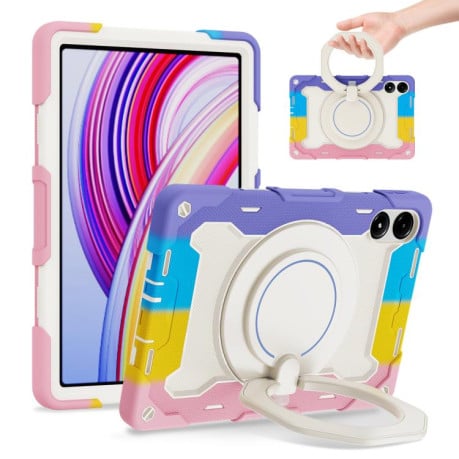 Силіконовий чохол Escase з поворотним кільцем на Xiaomi Redmi Pad Pro 12.1 / Pad 2 Pro — яскраво-рожевий