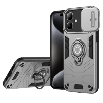 Противоударный чехол Sliding Camshield Ring Holder на Infinix Smart 20 4G — серый