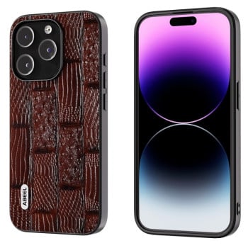 Чохол ABEEL Genuine Leather Mahjong для iPhone 15 Pro Max black - коричневий