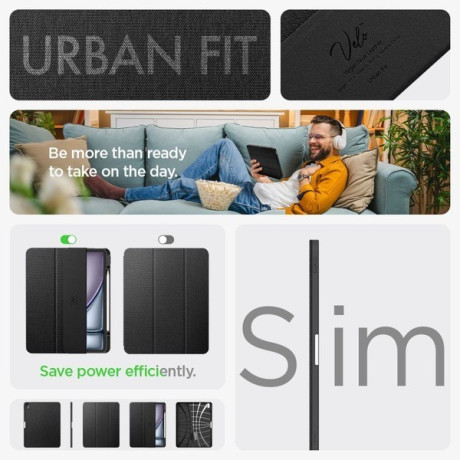 Оригинальный чехол Spigen Urban Fit для iPad Air 13 2024 - Black