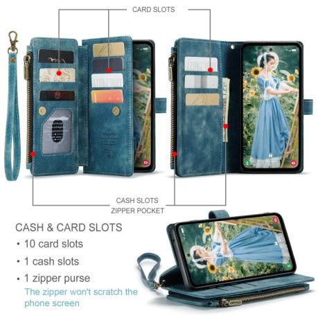 Шкіряний чохол-гаманець CaseMe-C30 для Samsung Galaxy S23 FE - синій
