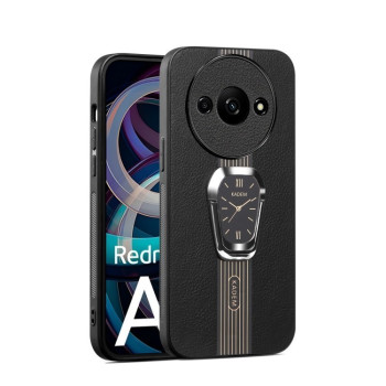 Чохол Magnetic Litchi Leather Back Phone Case with Holder для Xiaomi Redmi A3 - чорний