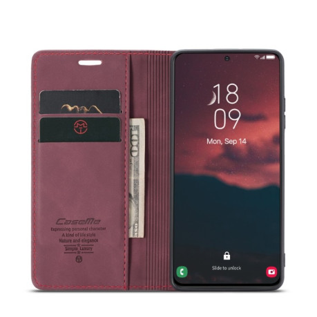 Шкіряний чохол CaseMe-013 Multifunctional на Samsung Galaxy S23+Plus 5G - винно-червоний