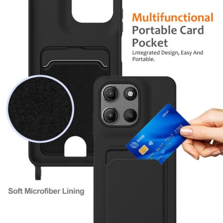 Силіконовий чохол Integrated Card Bag Solid Color Liquid Silicone на Motorola Moto G15/G15 Power 4G - чорний