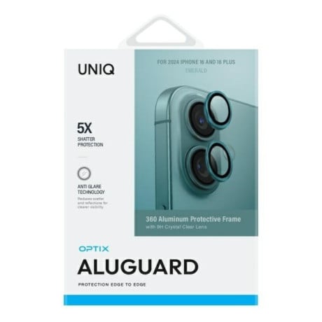 Захисне скло для камери Uniq Optix Aluminum Camera Lens для iPhone 16 / iPhone 16 Plus - Green