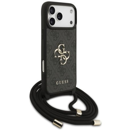 Оригинальный чехол Guess 4G Big Logo Cord Stap Crossbody на iPhone 17 Pro Max - Black