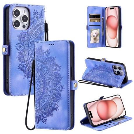 Чехол-книжка Totem Embossed Magnetic Leather для iPhone 16 Pro Max - фиолетовый