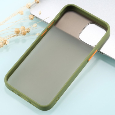 Противоударный чехол Skin Feel Series на iPhone 12 Mini - армейский зеленый