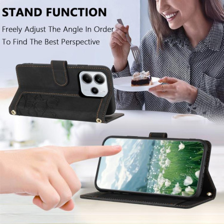 Чехол-книжка Tulips Embossed Leather для Xiaomi Redmi Note 14 4G 164.84mm - черный