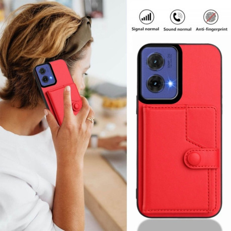 Ударозащитный чехол EU Version Button Card Bag RFID Anti-theft для Motorola Moto G85 - красный