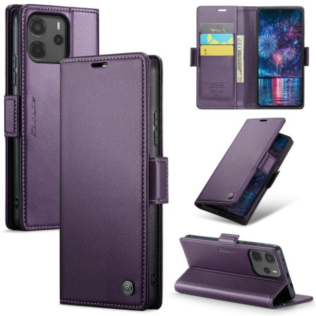 Чехол-книжка CaseMe 023 Butterfly Buckle Litchi Texture RFID Anti-theft Leather для Xiaomi Redmi Note 14 4G 164.84mm - фиолетовый