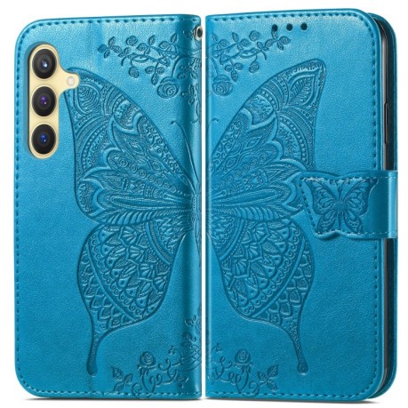 Чохол-книжка Butterfly Love Flower Embossed на Samsung Galaxy S24+ - синій