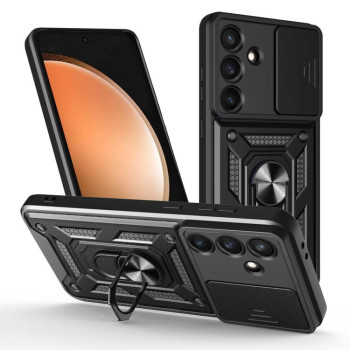 Чохол із шторкою на камеру Sliding Camshield та підставкою на Samsung Galaxy S25 FE 5G - чорний