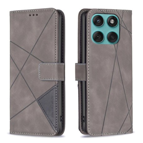 Чохол-книжка Rhombus Texture на Motorola Edge 60 Fusion - сірий