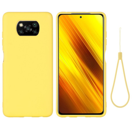 Силиконовый чехол Solid Color Liquid Silicone на Xiaomi Poco X3 / Poco X3 Pro - желтый