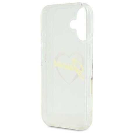 Оригинальный чехол Guess IML Heart для iPhone 16 - Transparent