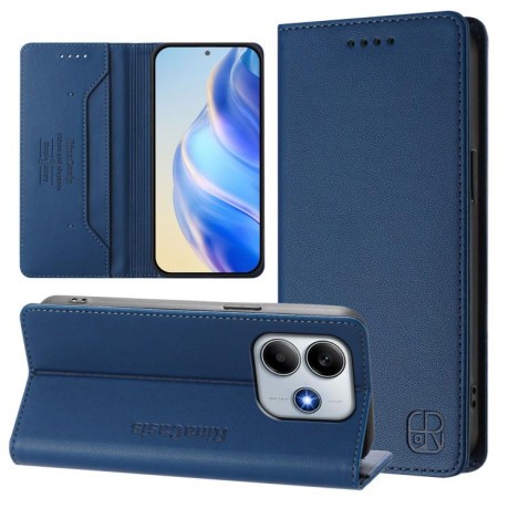 Чохол-книжка RC01 Dual-Folded Magnetic Suction RFID Leather на Xiaomi Poco M7 Pro 5G - синій