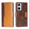 Чехол-книжка с магнитной застежкой и контрастной отделкой на Tecno Pop 6 Pro — тёмно-коричневый/золотой
