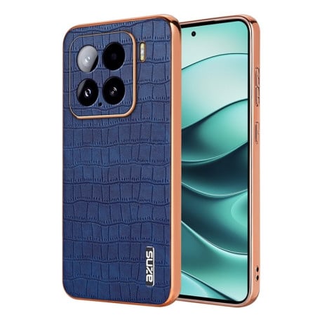 Чохол AZNS Electroplated Frame Crocodile Texture на Xiaomi 15 - синій