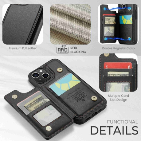 Чохол CaseMe C22 Card Slots Holder RFID Anti-theft для iPhone 15 - чорний
