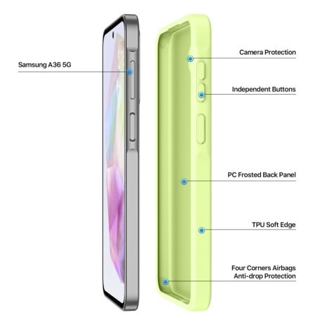 Чехол DUX DUCIS Yind Series TPU Hybrid PC на Samsung Galaxy A36 5G / A56 5G - зеленый