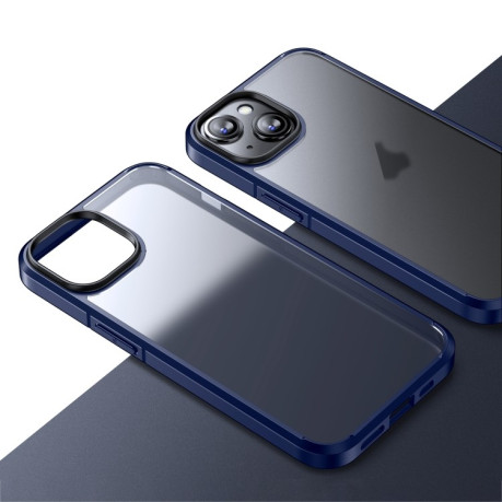 Противоударный чехол Wlons Ice Crystal для iPhone 15 Plus - синий