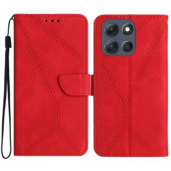 Чохол-книжка Stitching Embossed Leather для Motorola Moto G56 5G - червоний