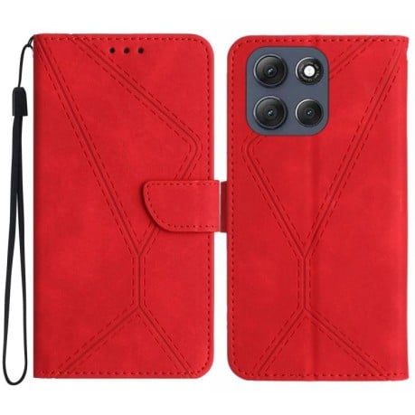 Чехол-книжка Stitching Embossed Leather для Motorola Moto G86 5G - червоний