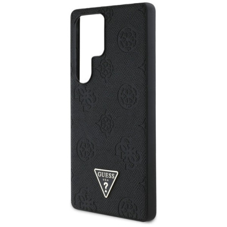 Оригінальний чохол Guess Grained Hot Stamp Peony Pattern Triangle Logo MagSafe для Samsung Galaxy S25 Ultra - Black