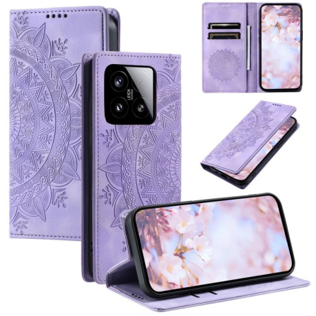 Чехол-книжка Totem Embossed Magnetic Leather для Xiaomi 15 - фиолетовый