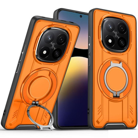 Ударозащитный чехол Rotating Ring Holder Magnetic MagSafe на  Xiaomi Redmi Note 14 Pro 4G - оранжевый
