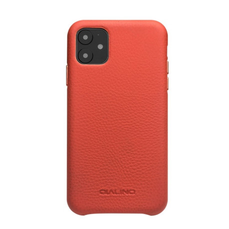 Кожаный чехол QIALINO Top-grain для iPhone 11 - оранжевый